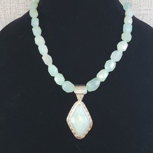 Jay King Mine Finds Aqua Chalcedony & Sterling Pendant Necklace